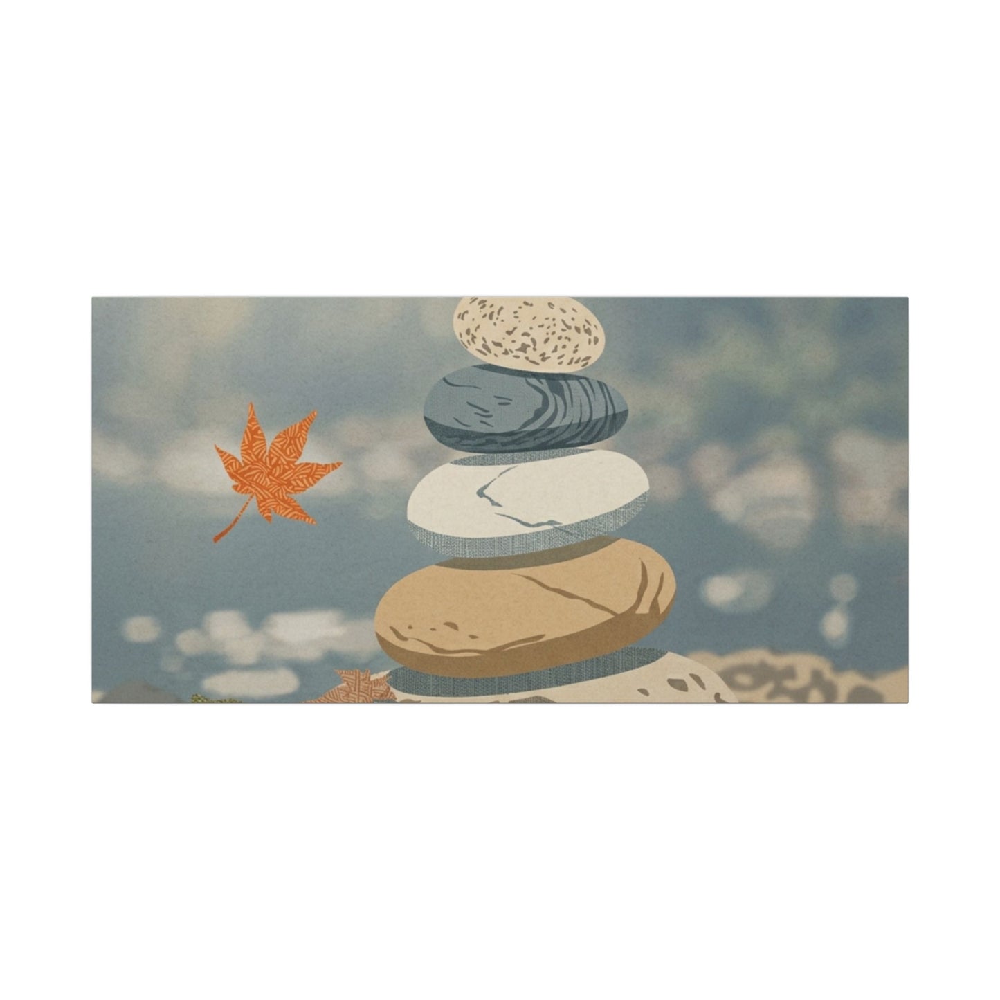 Warm River Stones Canvas Art - Japanese Pattern Japandi