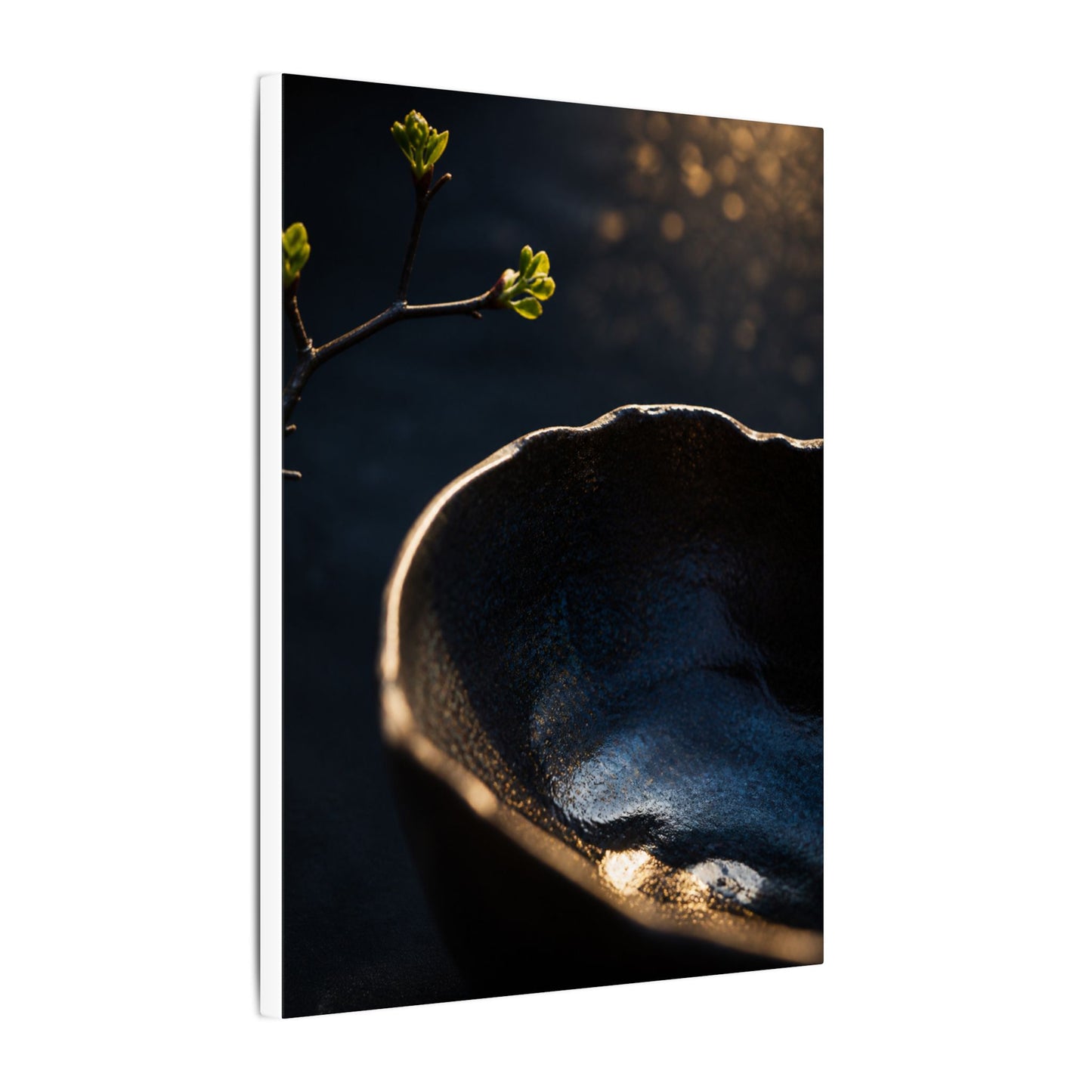 Ma Ceramic Bowl Canvas Art - Dark Japandi Shadow Zen
