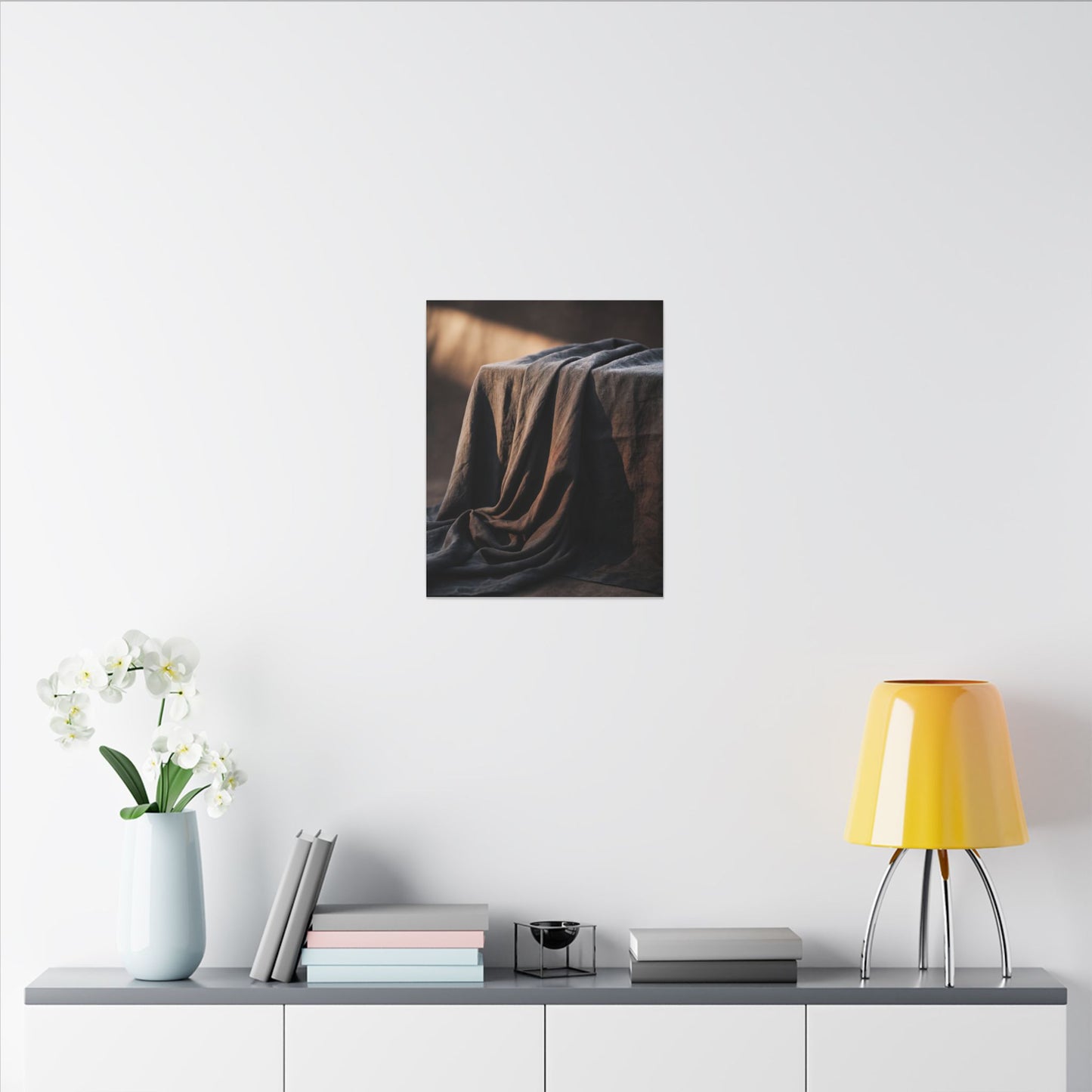 Silk Drape Canvas Art | Winter Dark Japandi Shadow Zen Art