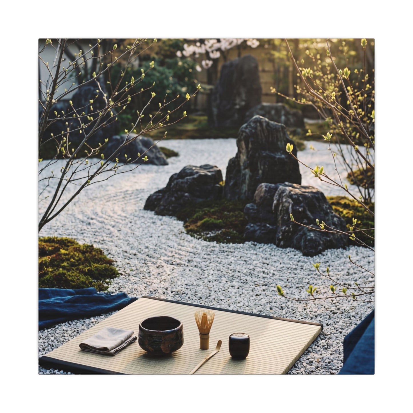 Zen Tea Ceremony in Golden Hour | Karesansui Canvas Art