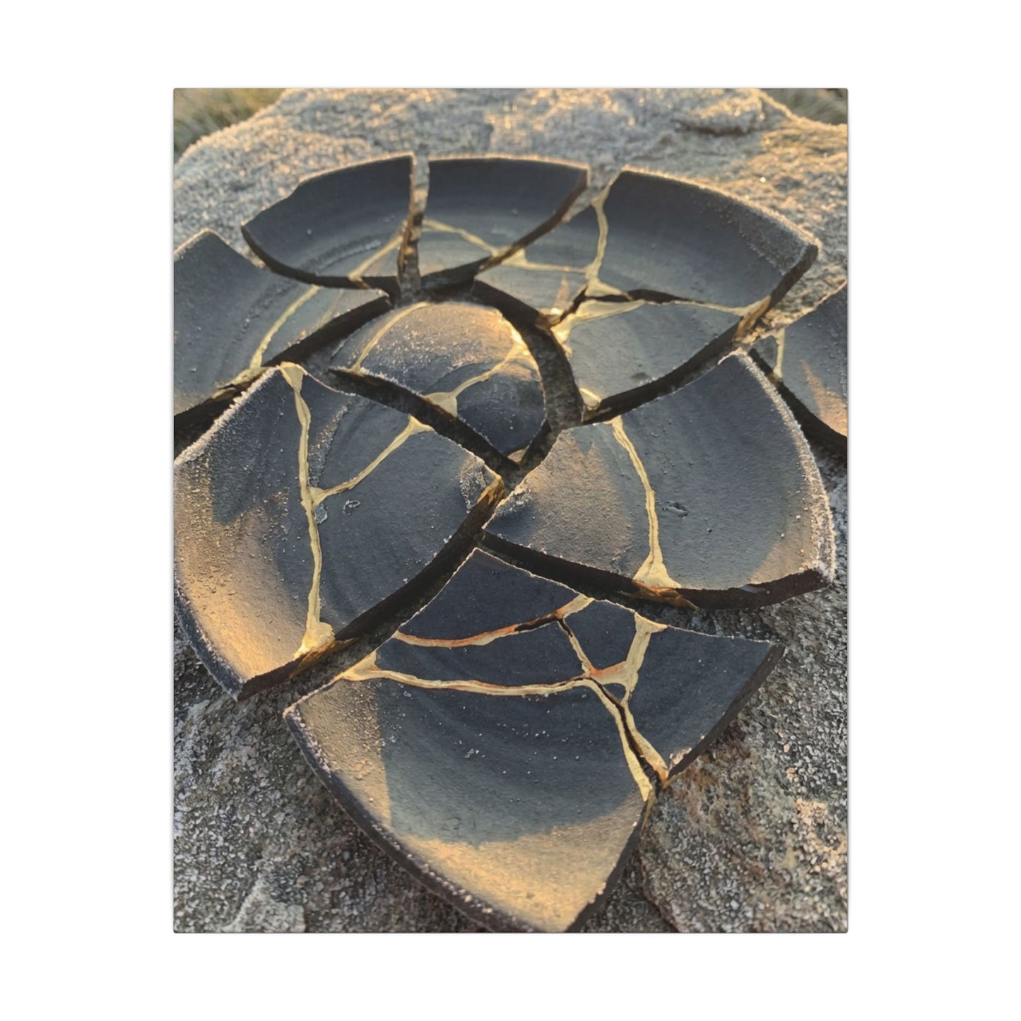 Broken Pottery Winter Canvas Art | Kintsugi Resilient Design