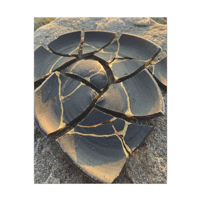 Broken Pottery Winter Canvas Art | Kintsugi Resilient Design