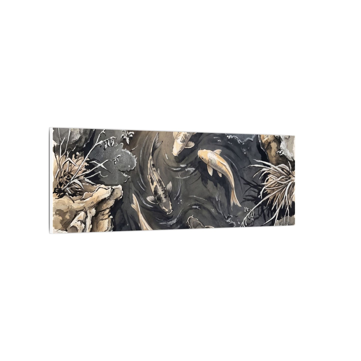 Koi Pond Canvas Art | Winter Japandi Japanese Pattern Art