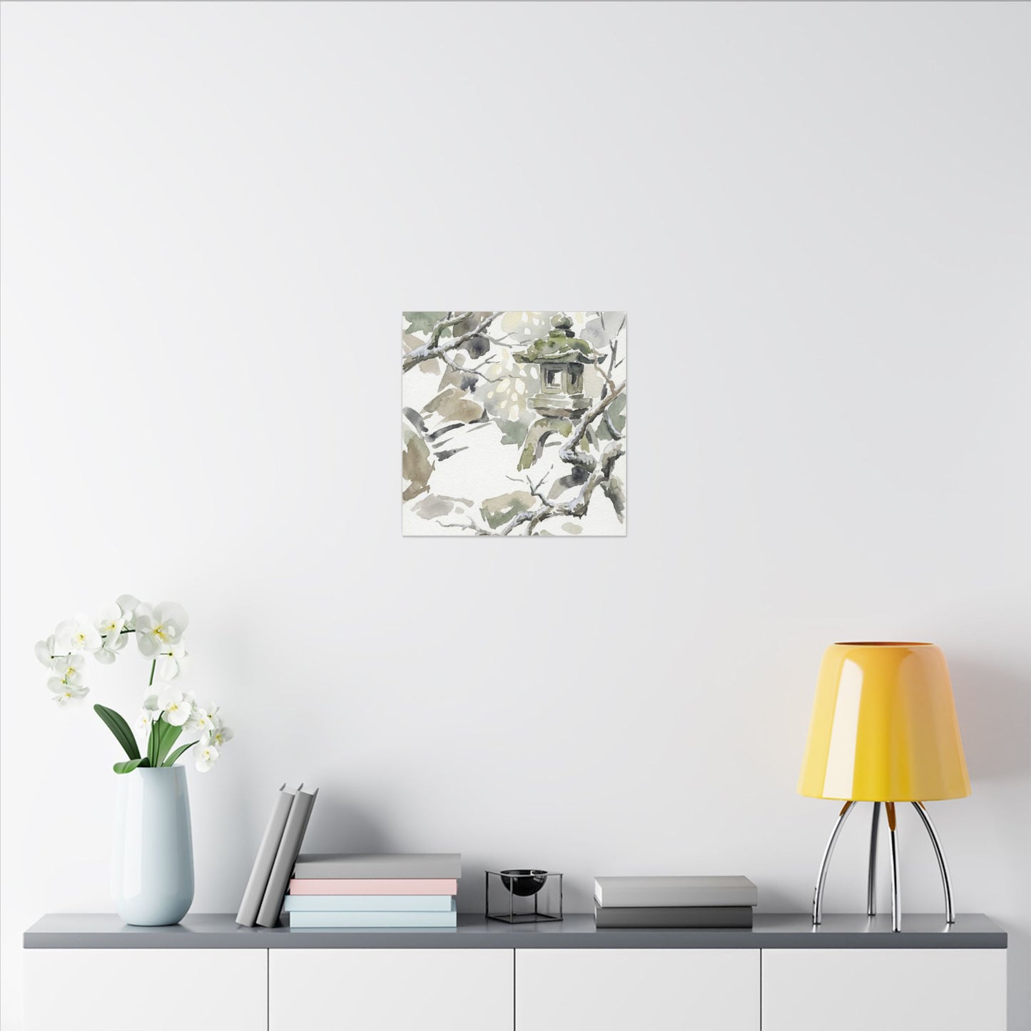 Elegant Stone Lantern Canvas Art - Watercolor Japandi