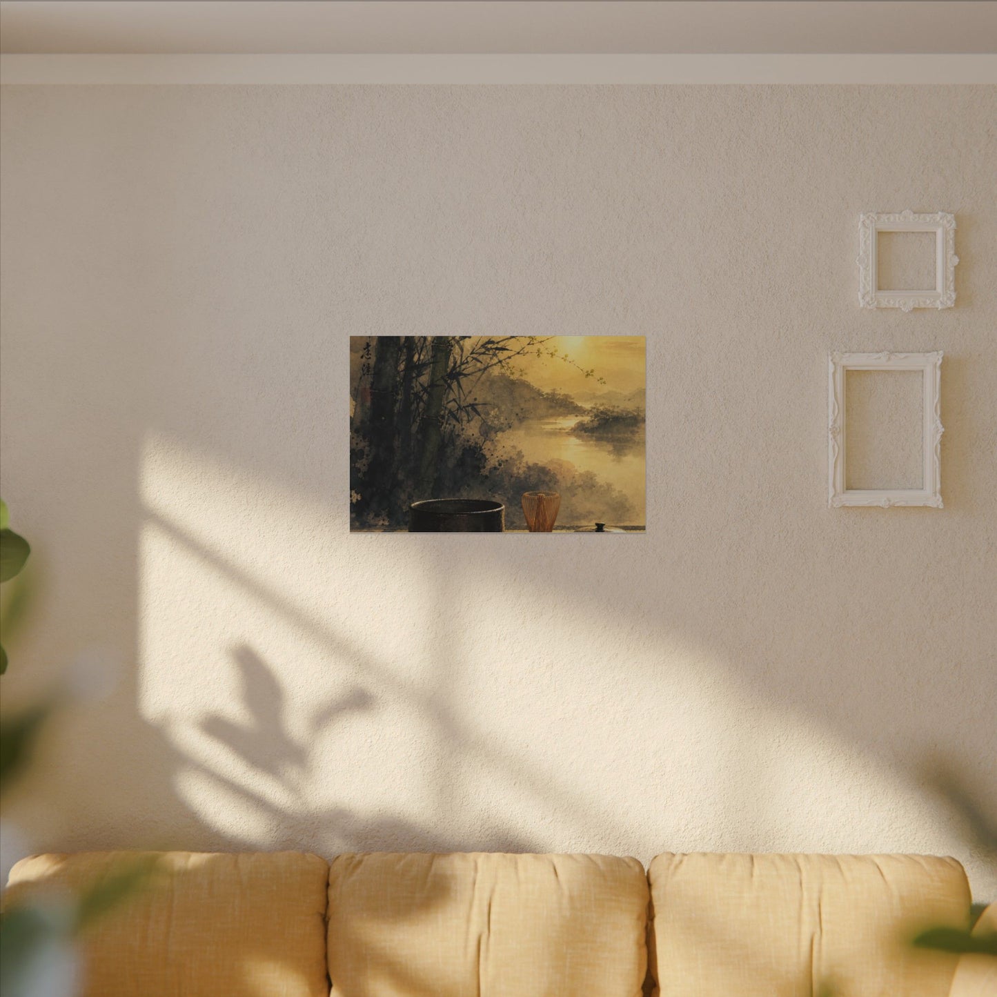 Tea Ceremony Sumi E Canvas Art | Contemplative Zen Art
