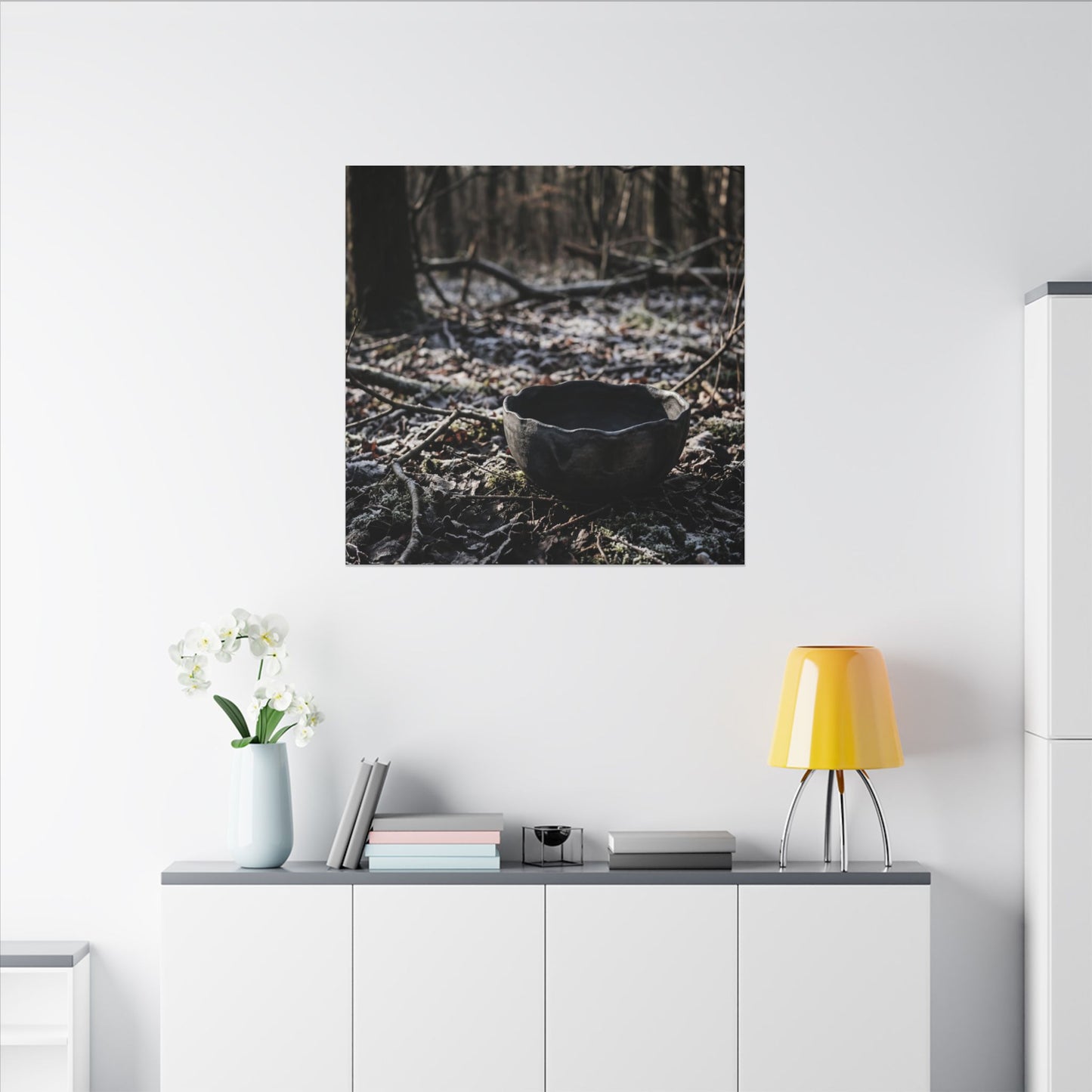 Dappled Ceramic Bowl Canvas Art - Dark Japandi Kanso