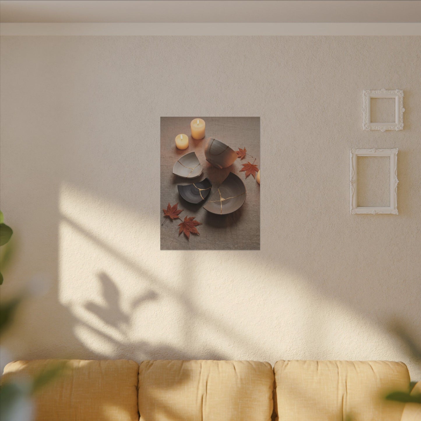 Candlelight Broken Pottery Canvas Art - Japandi Ma