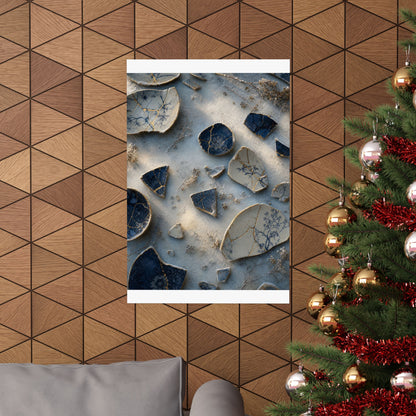 Kintsugi Broken Pottery in Dawn | Gold Vein Wall Art Print