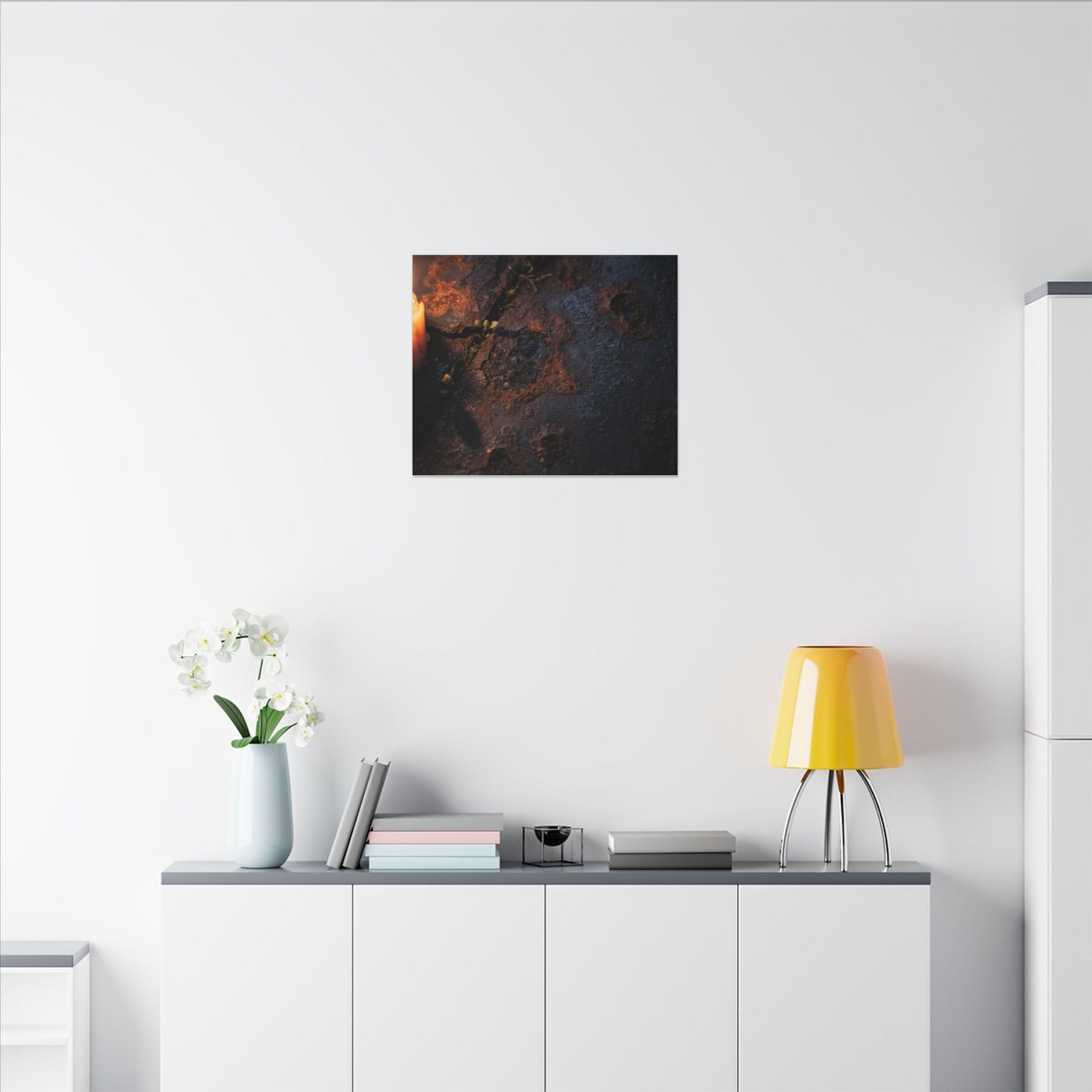 Candlelight Rust Patina Canvas Art - Dark Japandi Ma