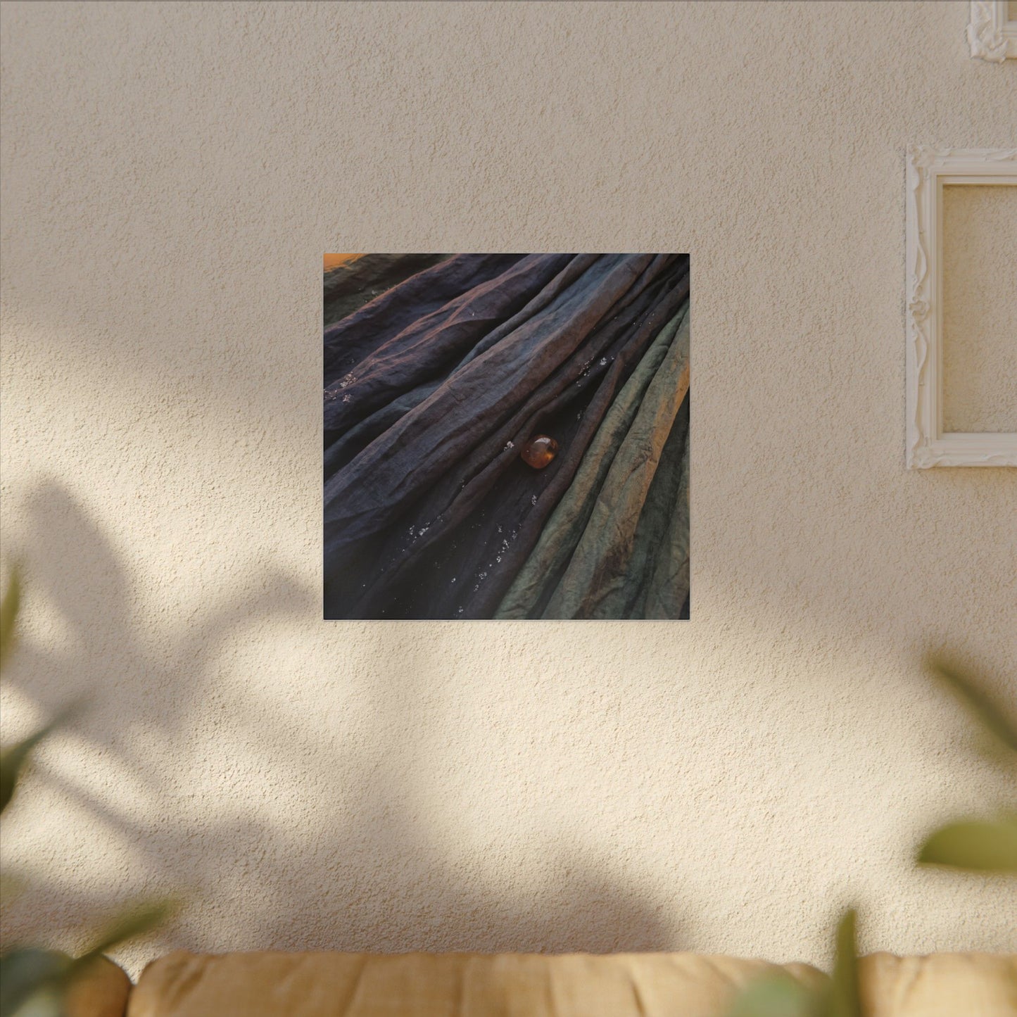 Silk Drape Shadow Zen Canvas Art | Moody Dark Japandi Art