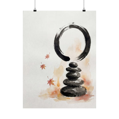 Tranquil River Stones Wall Art Print - Enso Zen Art Print