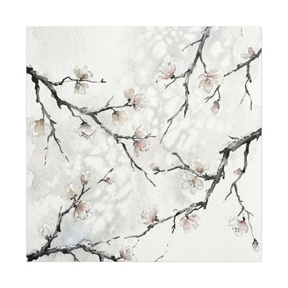 Cherry Blossom Canvas Art | Winter Japandi Watercolor Art
