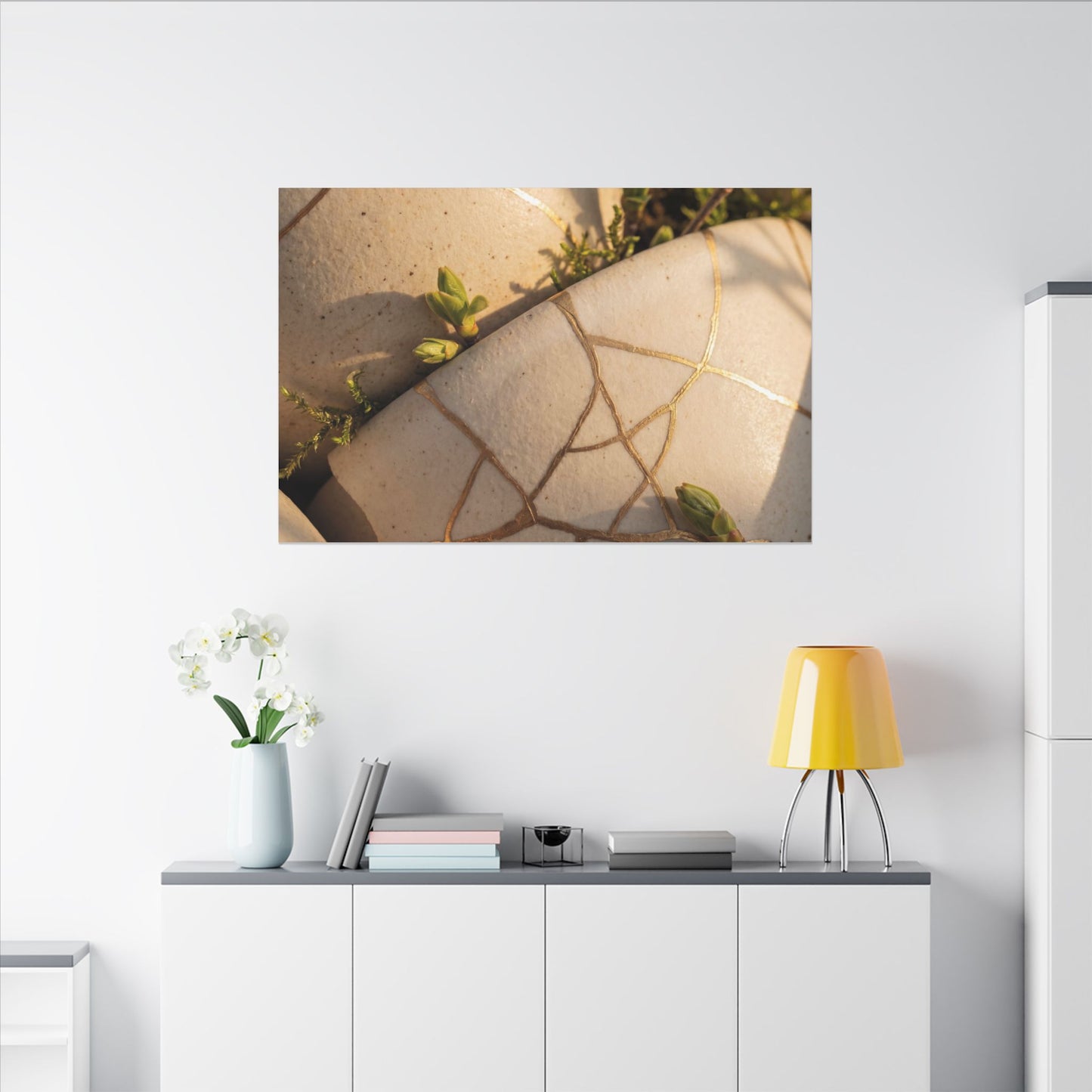 Spring Broken Pottery Gold Vein Canvas Art | Beautiful Decor