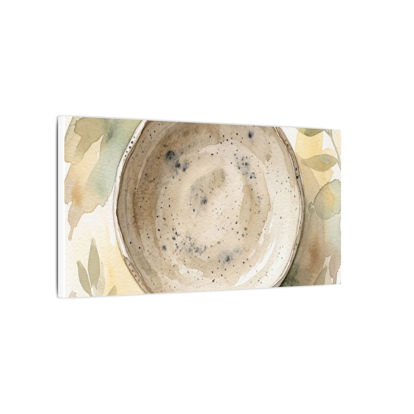 Ceramic Bowl Watercolor Canvas Art | Warm Japandi Art