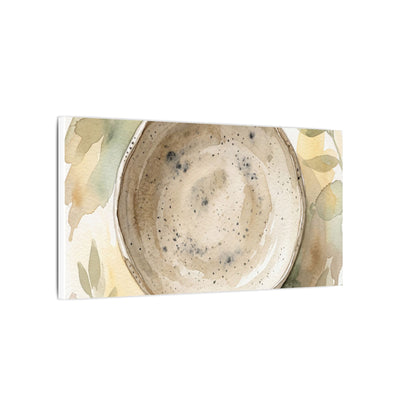 Ceramic Bowl Watercolor Canvas Art | Warm Japandi Art