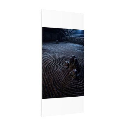 Moonlight Rock Garden Canvas Art - Dark Japandi Seijaku