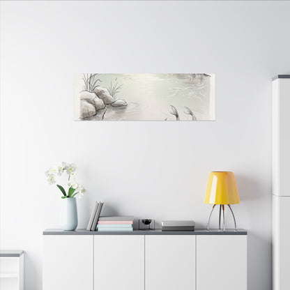 Koi Pond Minimal Line Canvas Art | Cozy Japandi Art