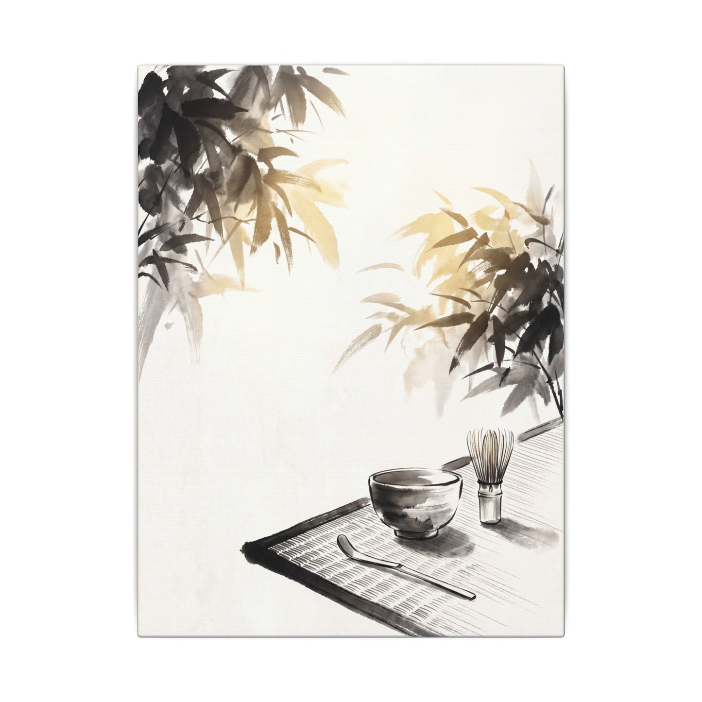 Tea Ceremony Sumi E Canvas Art | Serene Zen Art