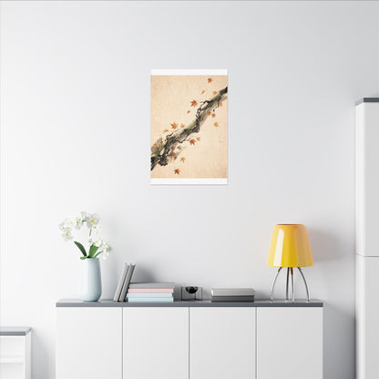Ink Brushstroke Autumn Canvas Art | Zen Calm Design