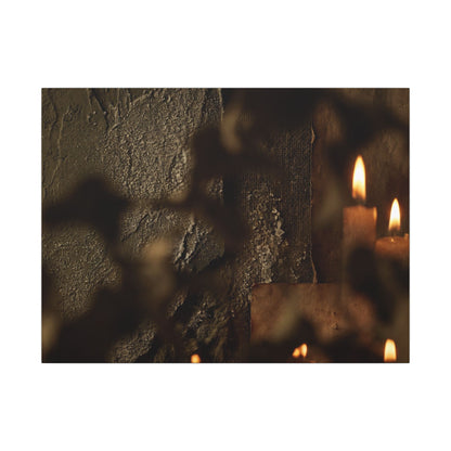 Shadow Play Dark Texture Canvas Art | Moody Dark Japandi Art