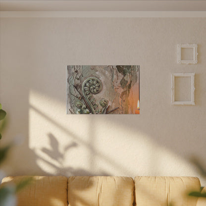 Japandi Fern Unfurling in Candlelight | Texture Canvas Art
