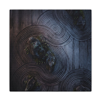 Spring Rock Garden Charcoal Ink Canvas Art | Bold Decor