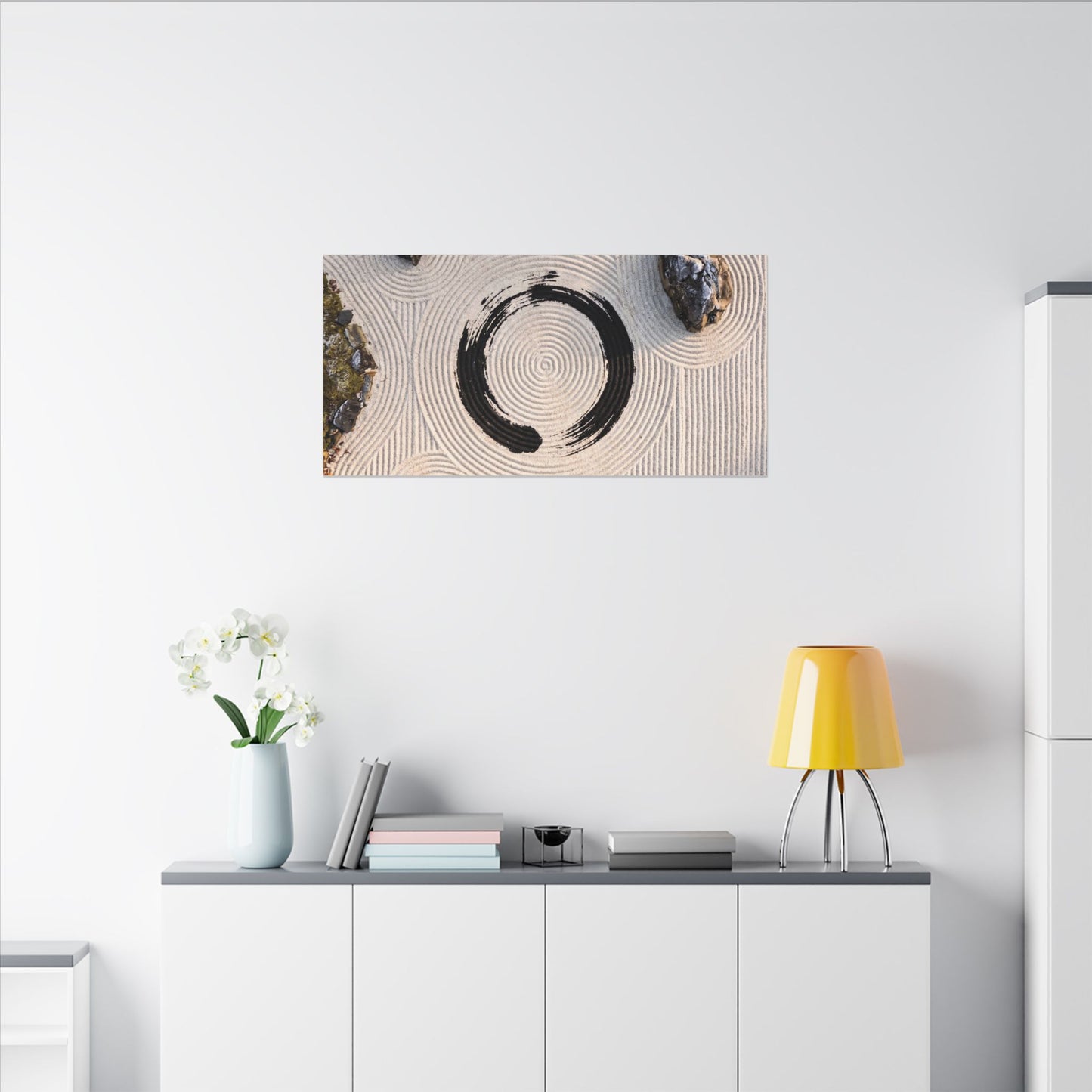 Rock Garden Canvas Art | Winter Zen Enso Art