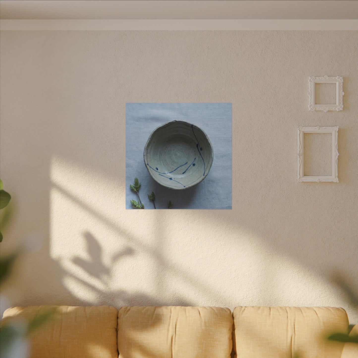Spring Ceramic Bowl Minimal Line Canvas Art | Warm Decor