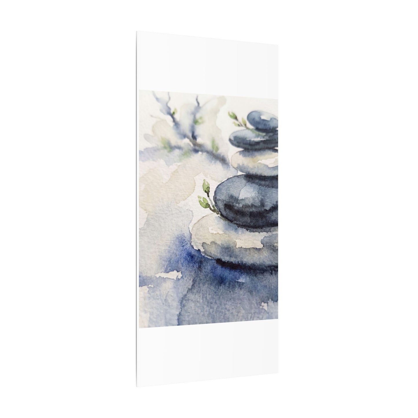 River Stones Watercolor Canvas Art | Cozy Japandi Art