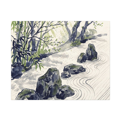 Dappled Rock Garden Canvas Art - Zen Mono No Aware