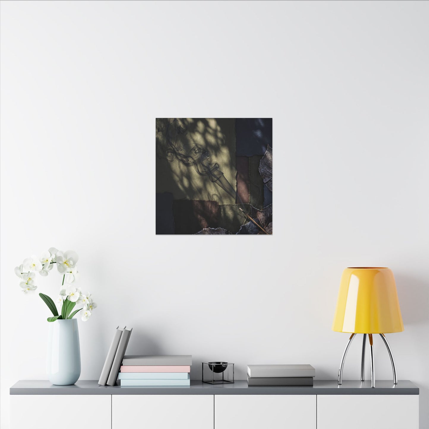 Ma Incense Smoke Canvas Art - Dark Japandi Dark Texture