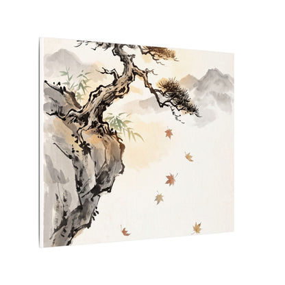 Peaceful Pine Tree Canvas Art - Sumi E Zen