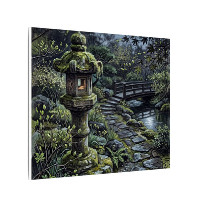 Japandi Stone Lantern in Moonlight | Texture Canvas Art