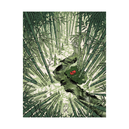 Zen Bamboo Grove in Overcast | Ukiyo E Inspired Wall Art Print