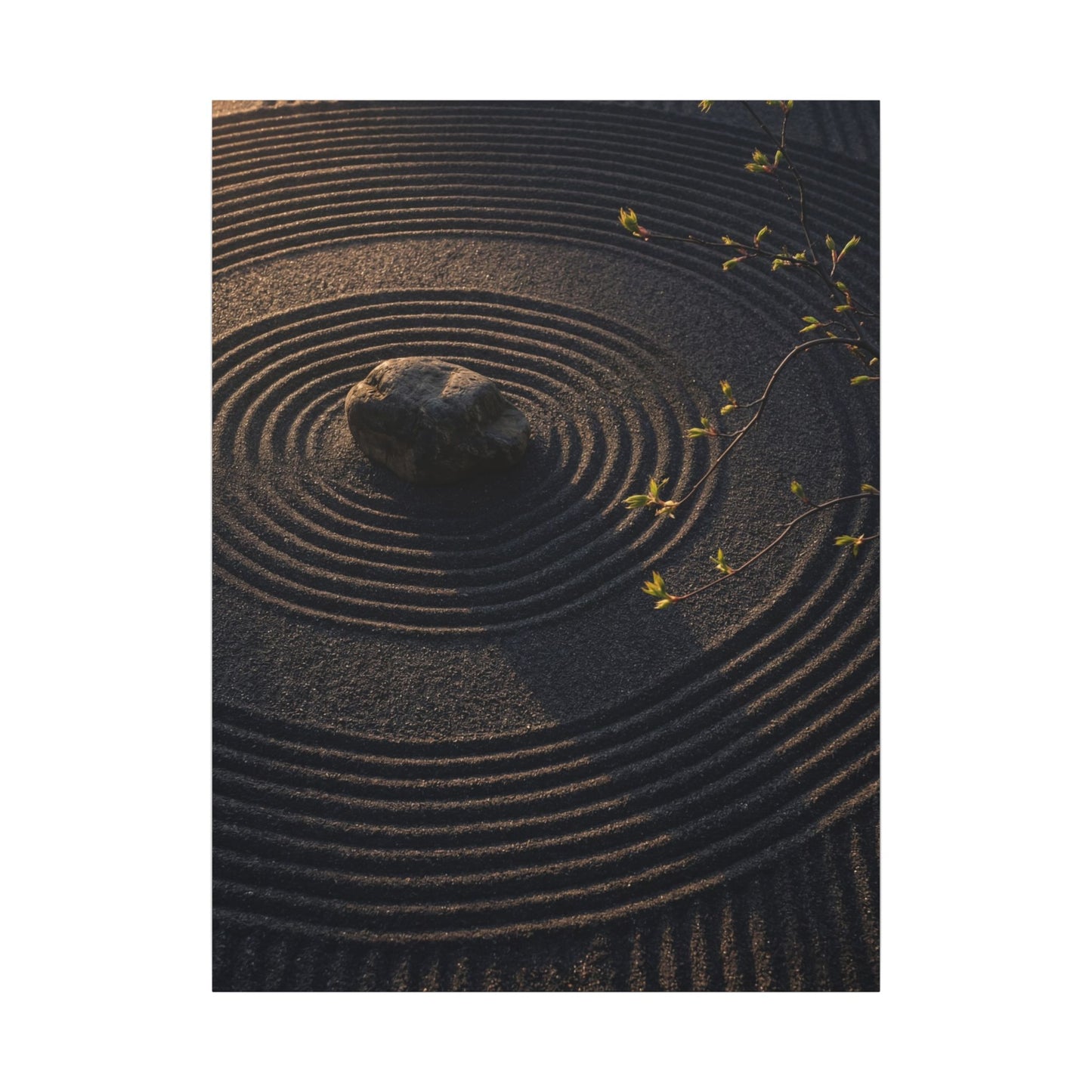 Rock Garden Shadow Zen Canvas Art | Bold Dark Japandi Art
