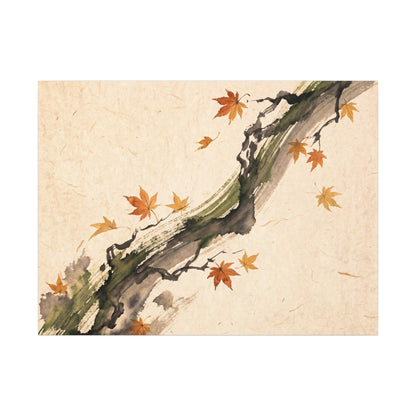 Ink Brushstroke Autumn Canvas Art | Zen Calm Design