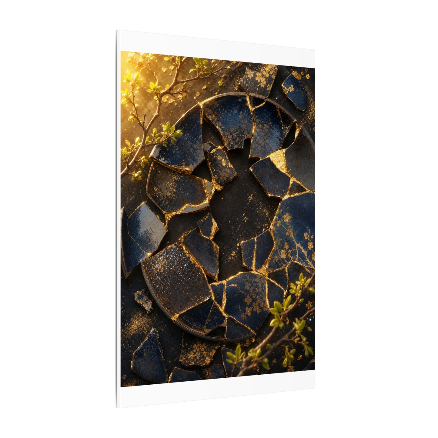 Golden Hour Broken Pottery Canvas Art - Kintsugi Ma