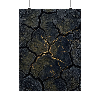 Cracked Earth Winter Wall Art Print | Dark Japandi Moody Design Art Print