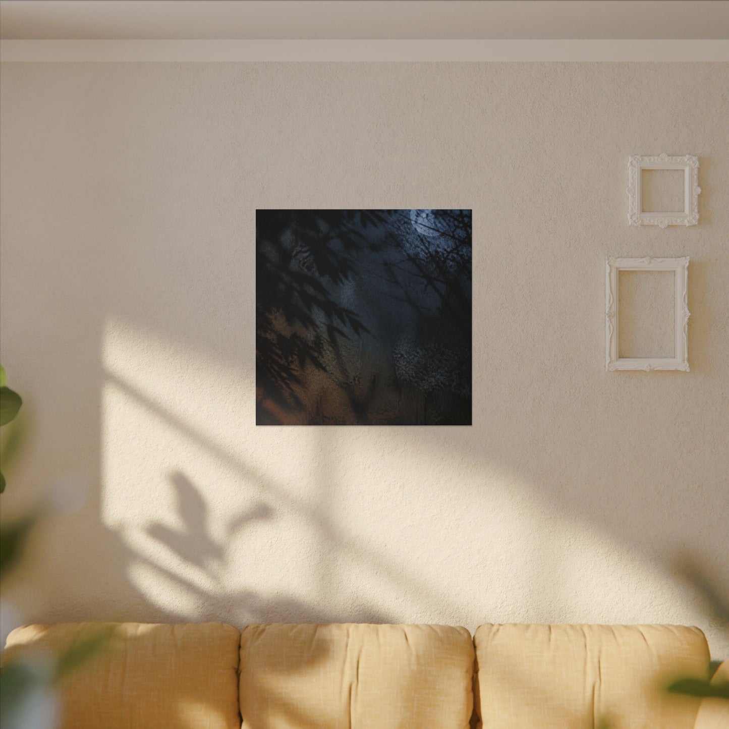 Kanso Shadow Play Canvas Art - Dark Japandi Shadow Zen