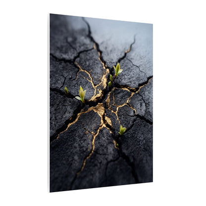 Ma Cracked Earth Canvas Art - Dark Japandi Charcoal Ink