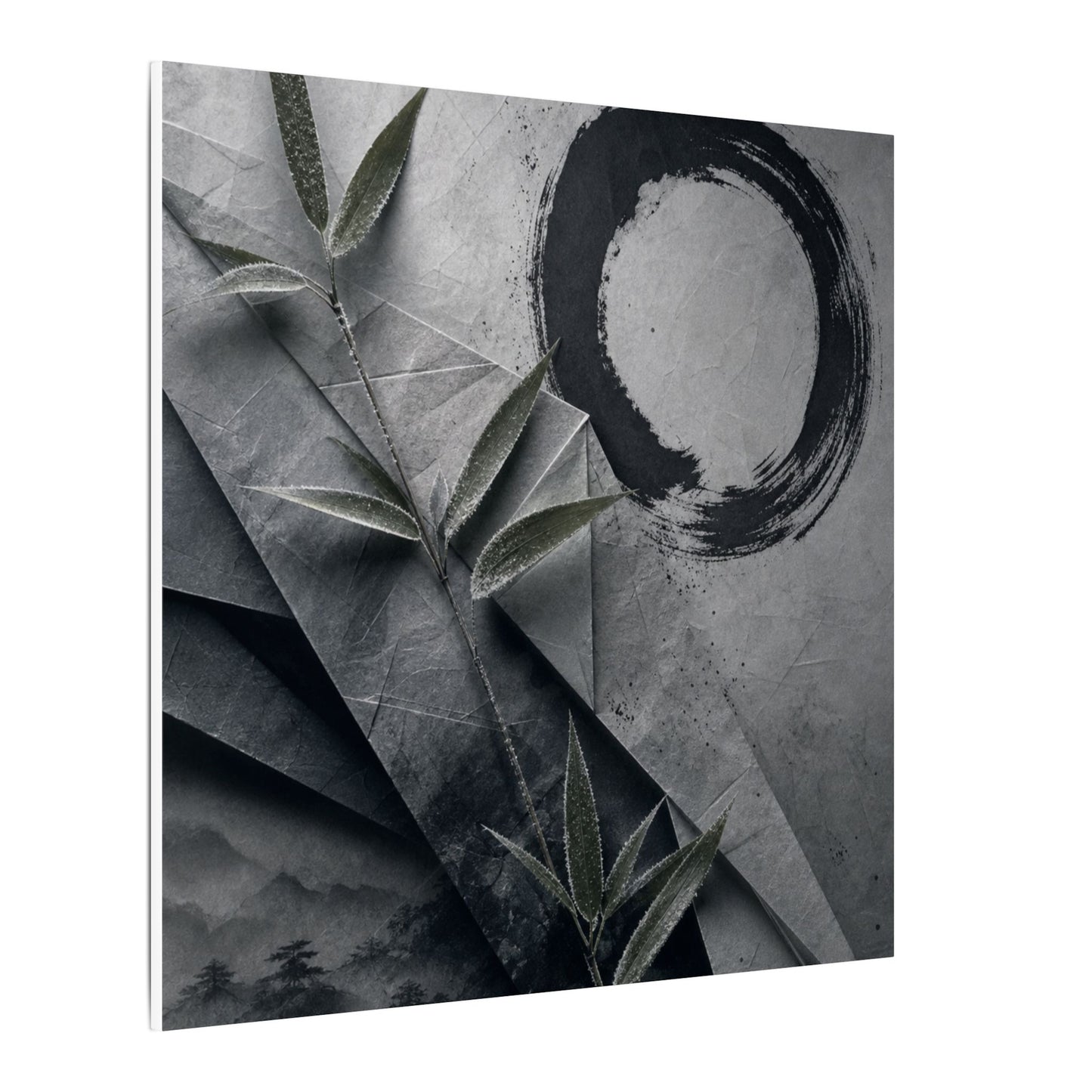 Winter Paper Fold Enso Canvas Art | Serene Decor