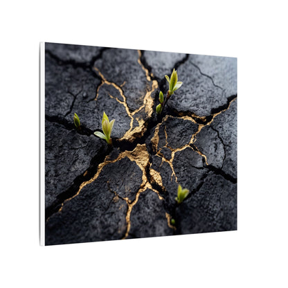 Ma Cracked Earth Canvas Art - Dark Japandi Charcoal Ink