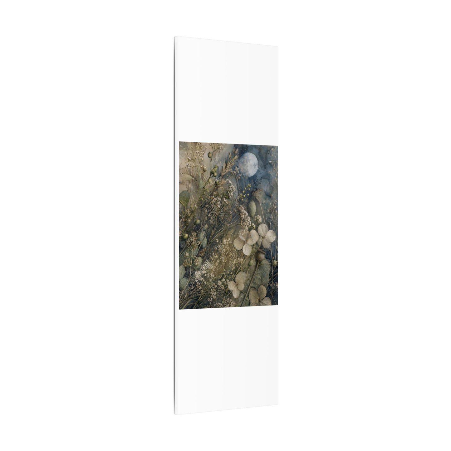 Japandi Dried Flowers in Moonlight | Watercolor Canvas Art