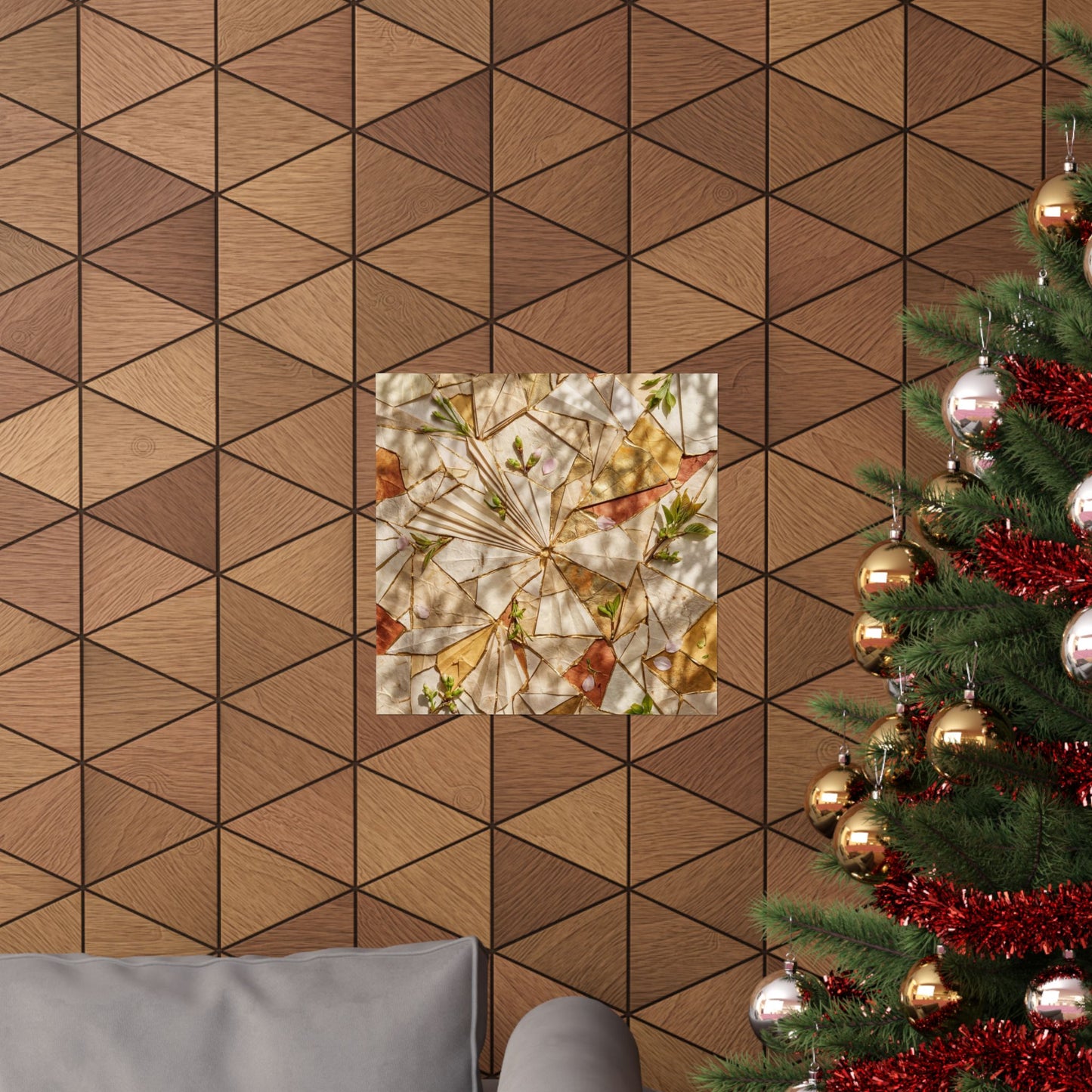 Artful Paper Fold Wall Art Print - Gold Repair Kintsugi