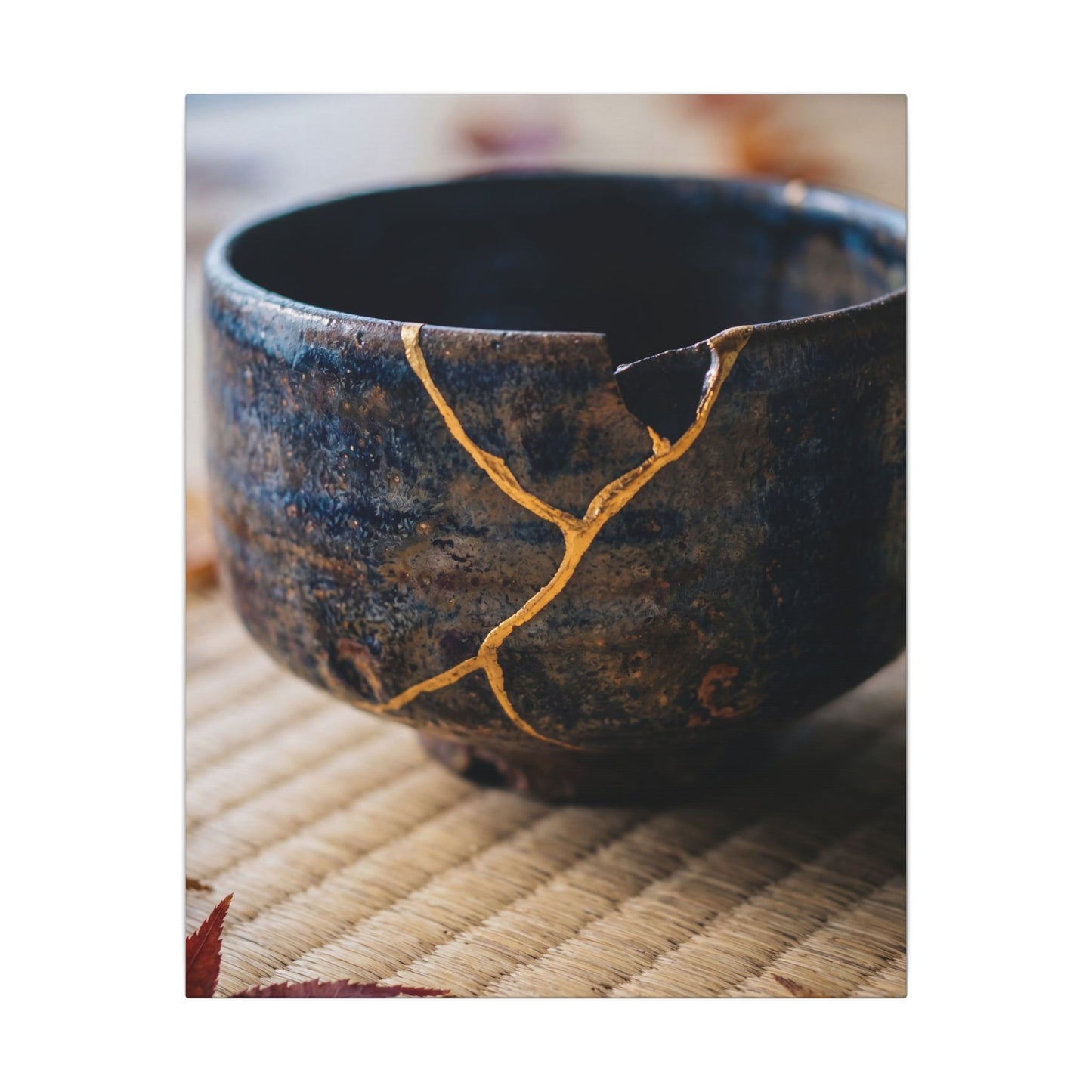 Tea Ceremony Autumn Canvas Art | Kintsugi Healing Design