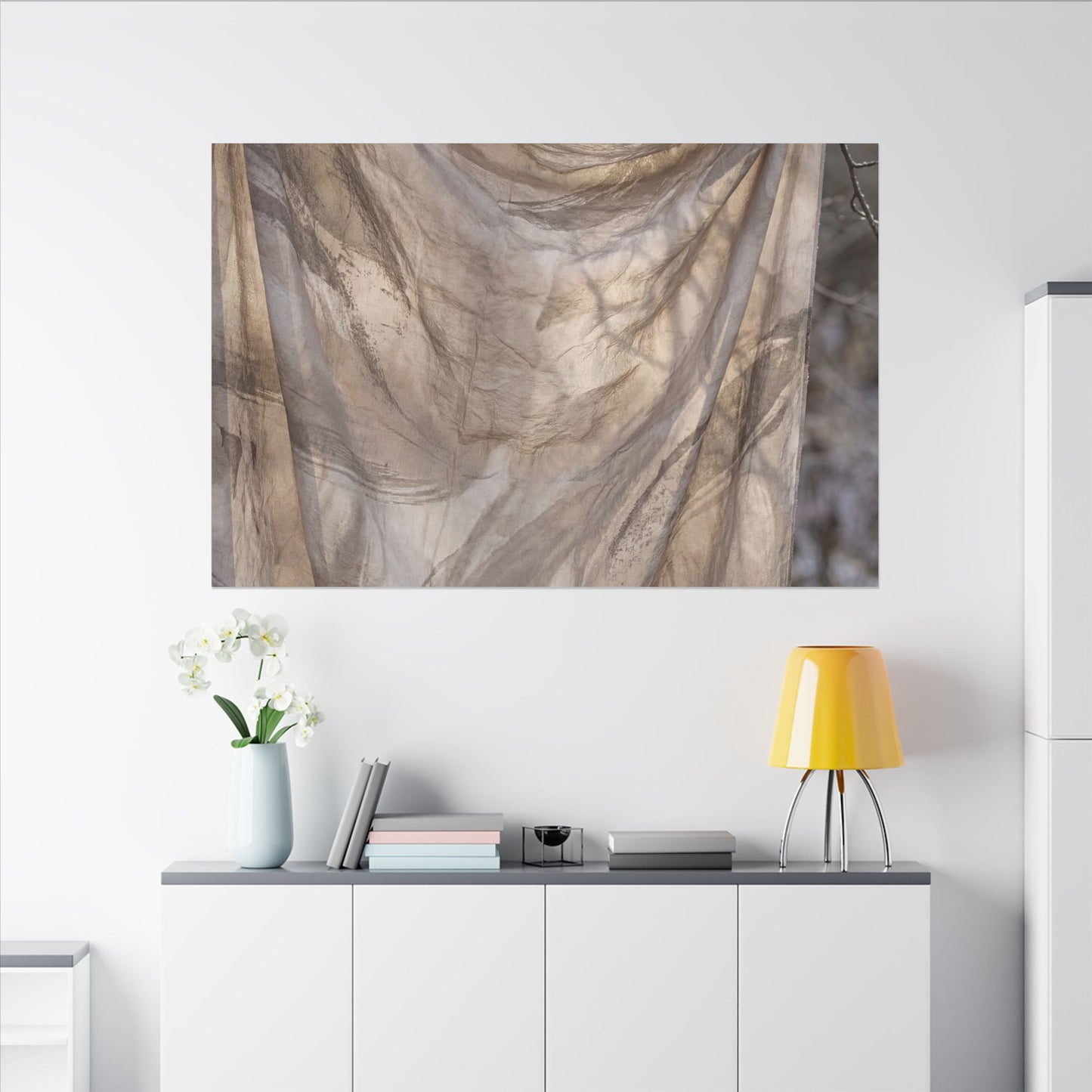 Ma Silk Drape Canvas Art - Japandi Japanese Pattern