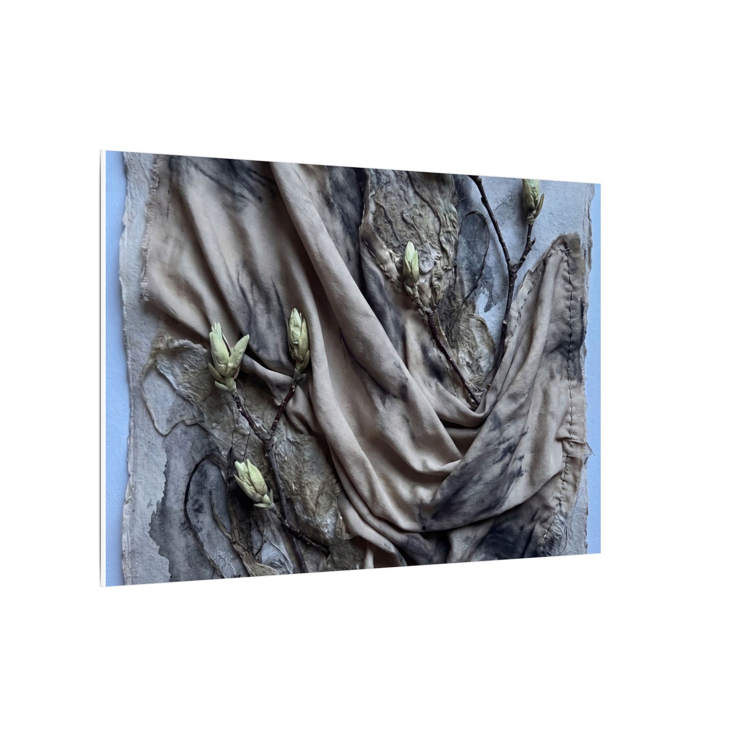 Japandi Silk Drape in Moonlight | Texture Canvas Art