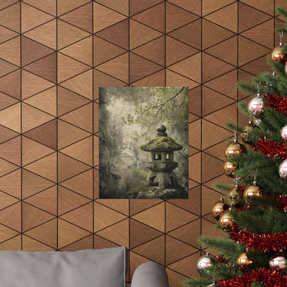 Stone Lantern Texture Wall Art Print | Neutral Japandi Art