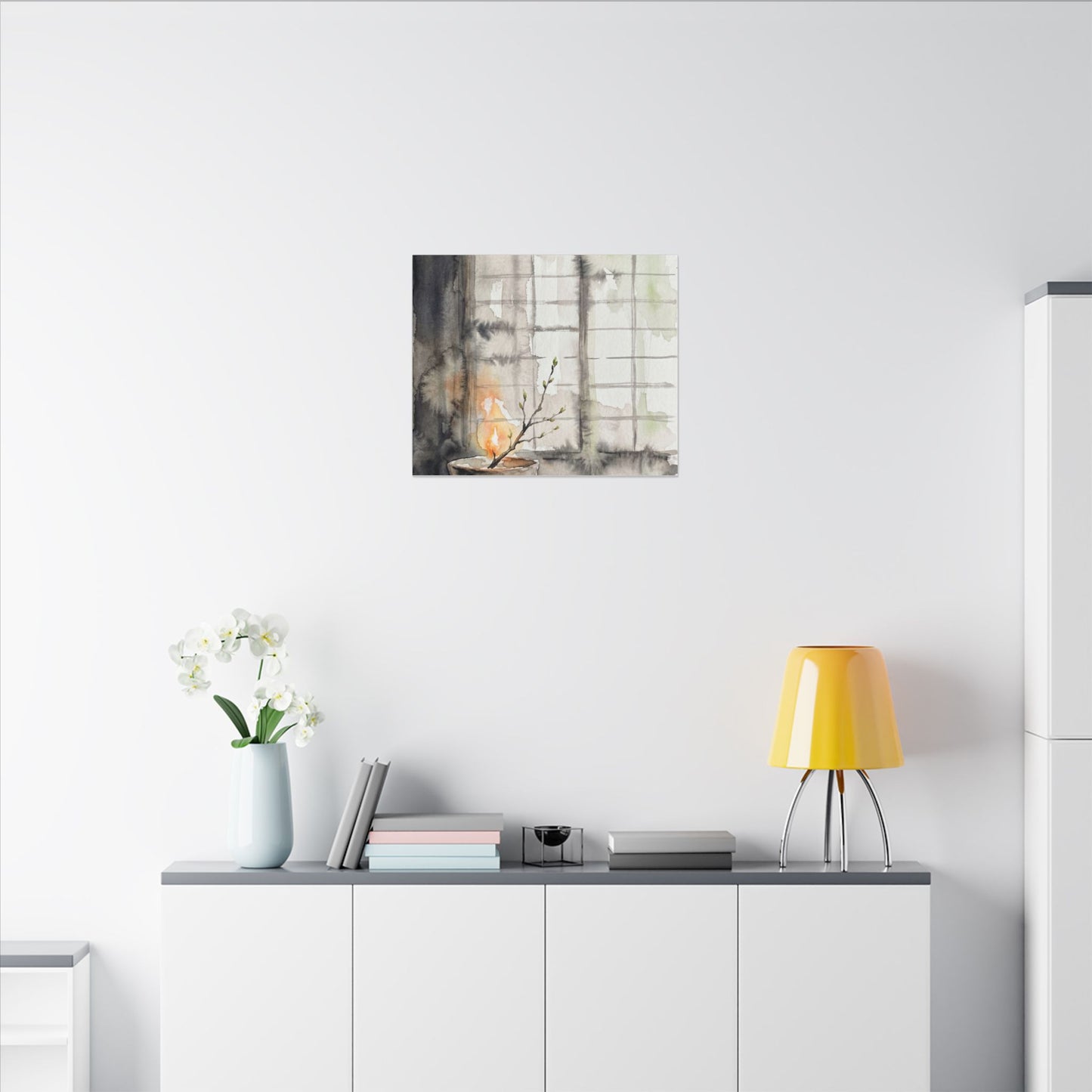 Shoji Screen Canvas Art | Spring Japandi Watercolor Art