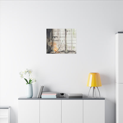 Shoji Screen Canvas Art | Spring Japandi Watercolor Art